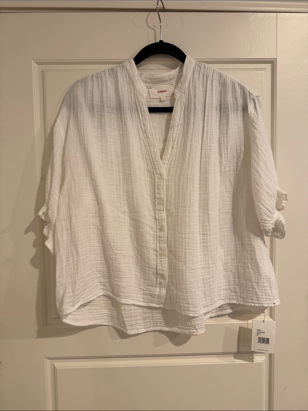 Xirena Alyss White Gauze Button-Down Shirt